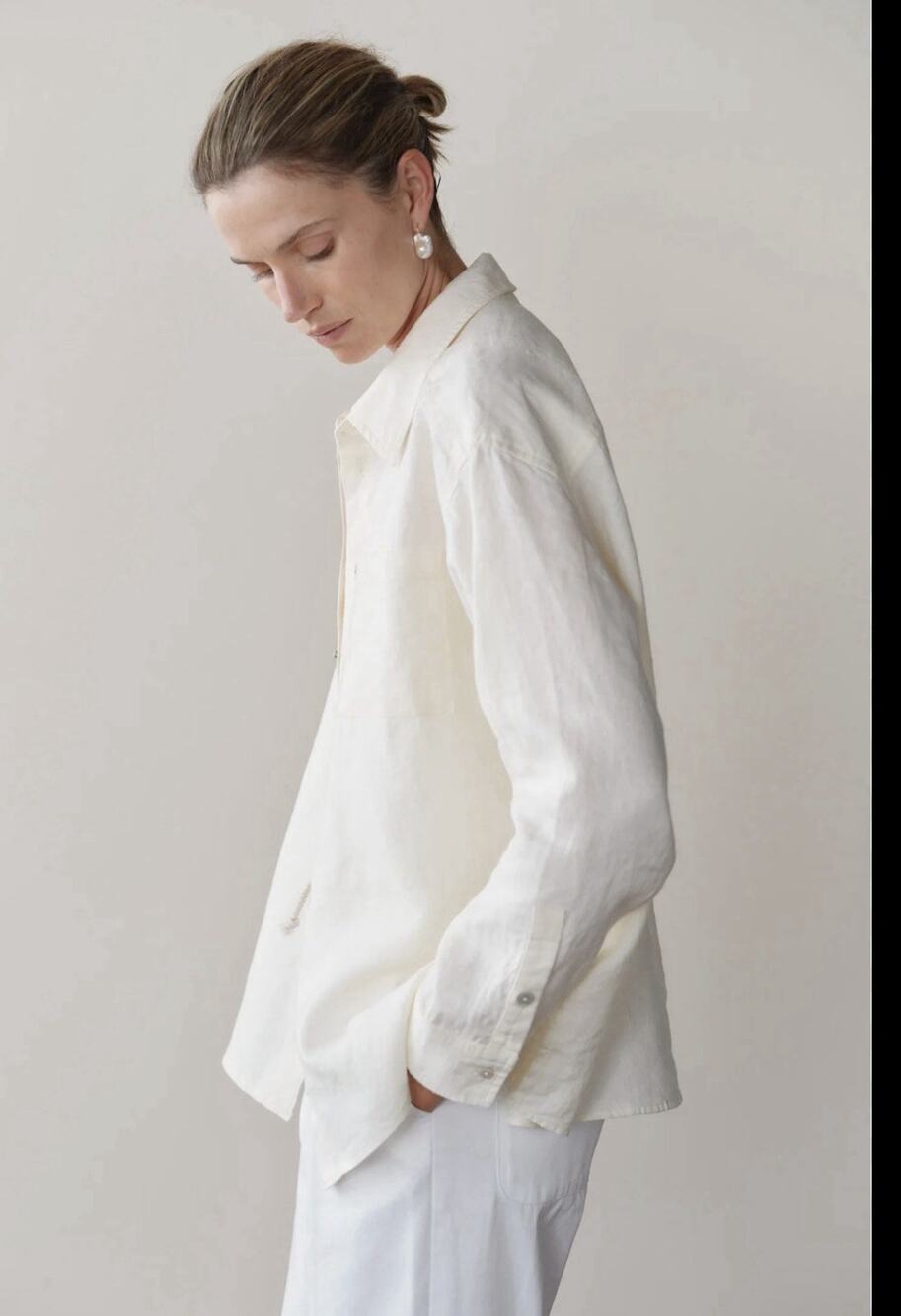 NWT Donni Silky White Cream Button Down Rayon XL